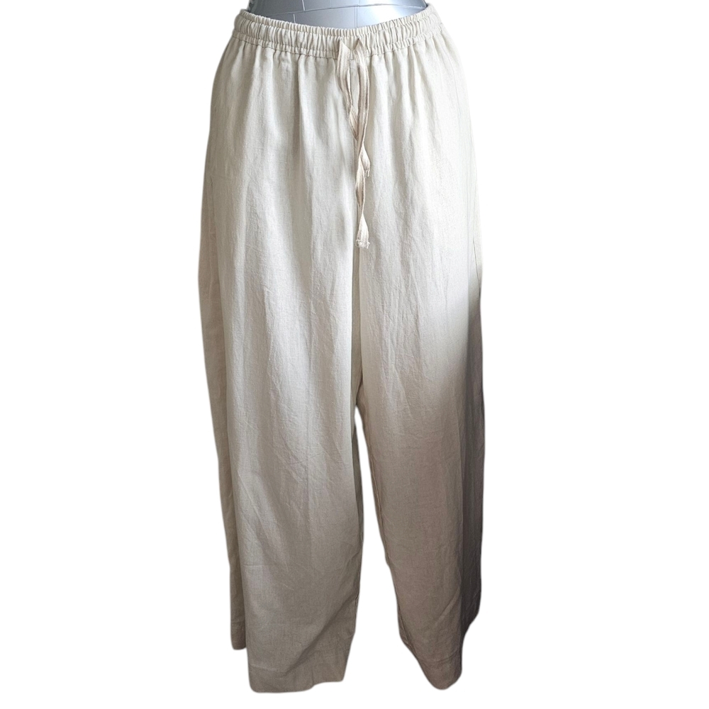 NWT Max Studio London Linen Blend Wide Leg Trousers, Size L